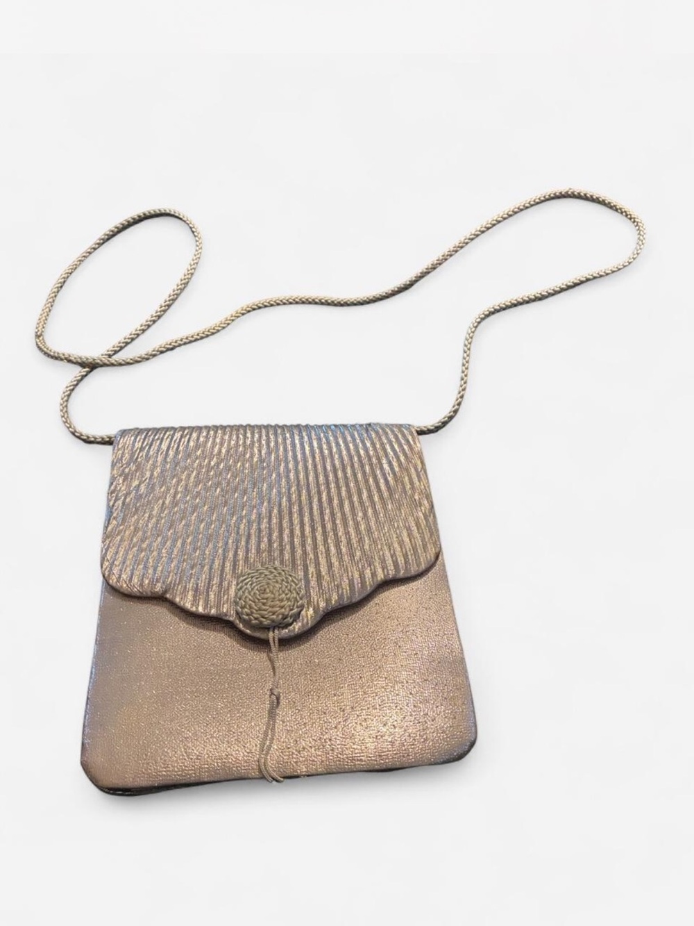 Metallic Crossbody Bag with Rope Strap